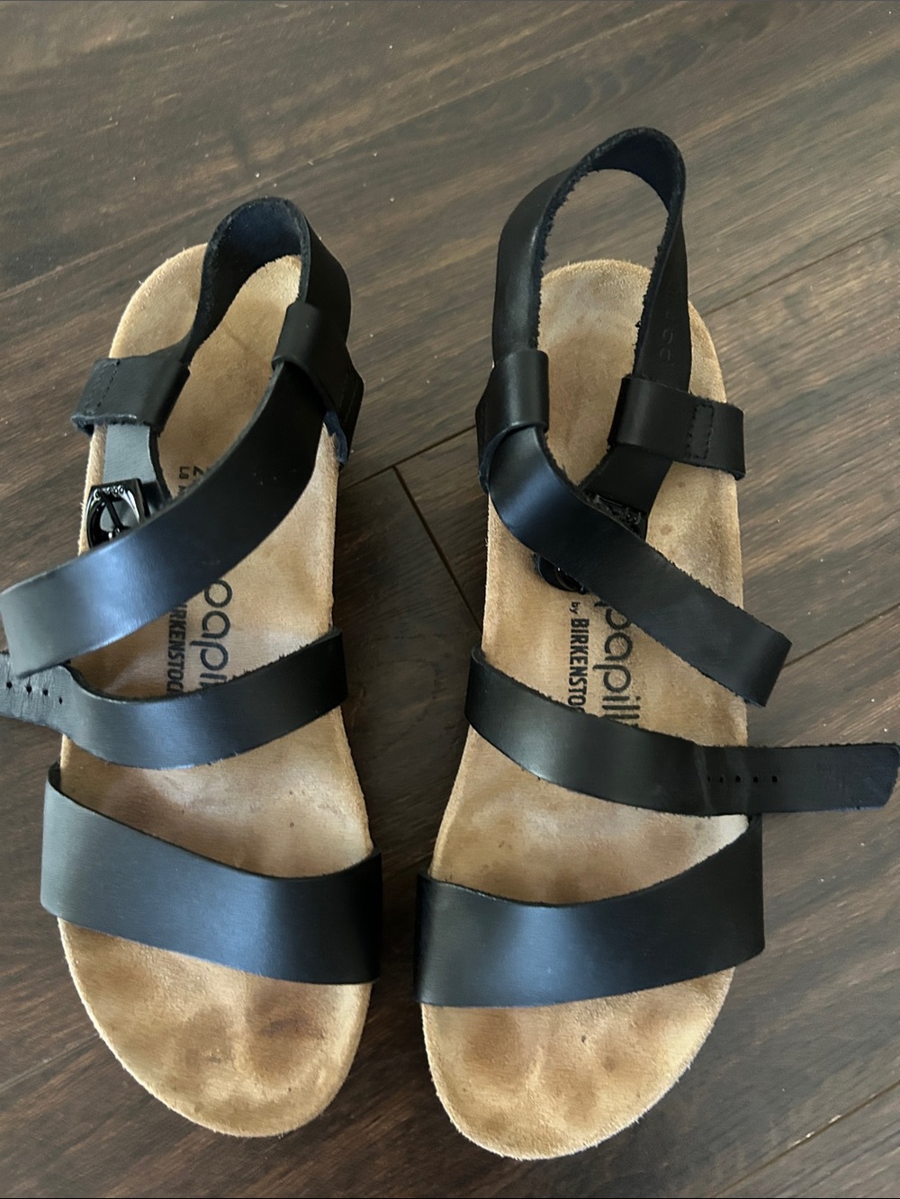 Birkenstock Papillio Sibyl Black Leather Cork Wedge Sandals EU 39 US 8
